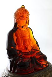 5 1/2" Buddah with Lamp Base. Solid Glass from 1920's Cambridge Glass 5 1/2" Buddah with Lamp Base