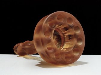 Cambridge Glass Draped Lady Pale Amber Satin Finish
