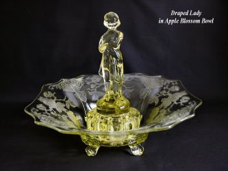 Draped Lady in an Apple Blossom bowl - Gold Krystol Cambridge Glass Draped Lady in an Apple Blossom bowl - Gold Krystol