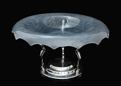 Walther Glass Fische Bowl & Metal Stand