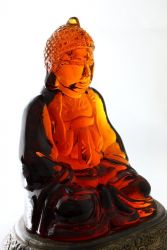 5 1/2" Buddah with Lamp Base. Solid Glass from 1920's Cambridge Glass 5 1/2" Buddah with Lamp Base