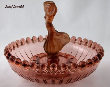 Dancing Girl Two Piece Flower Frog & Matching Float Bowl - Josef Inwald