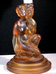 Pressed Art Deco Glass Kneeling Lady Lamp