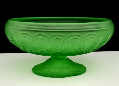 Pressed Art Deco Uranium Glass Bowl for Large Kneeling Lady Base