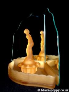 Pressed Glass September Morn Figurine, Bowl and Mirrors