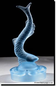 Pressed Glass Upright Fish Flower Frog